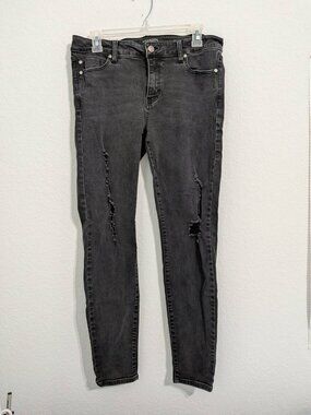 Liverpool Women's Ripped Distressed Black Skinny Jeans (Size 10)